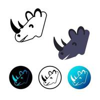 Flat Rhino Head Icon Illustration vector