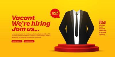 We are hring background with businessman suit, Job vacancy and Recruitment concept with business infographic icons vector