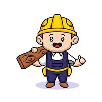 Handyman kid mascot vector