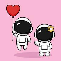 cute couple astronaut valentine vector