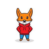 cute fox kid mascot vector