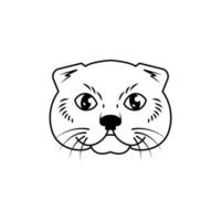 hand drawn cat head vector