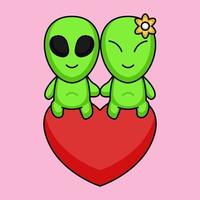 alien couple valentine vector