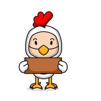 cute kid with chicken costume vector