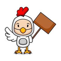 cute kid with chicken costume vector