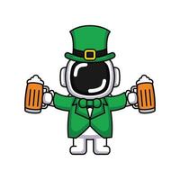 Cute Astronaut st. Patrick day vector