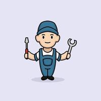 cute repairman boy vector