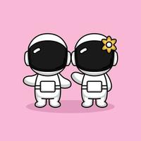 linda pareja astronauta san valentín vector