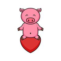 cute pig valentine vector