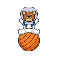 linda mascota oso astronauta vector