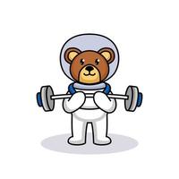 cute astronaut bear mascot vector