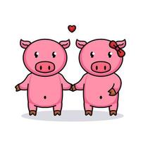 cute pig valentine vector