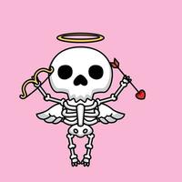 cute skull angel valentine vector