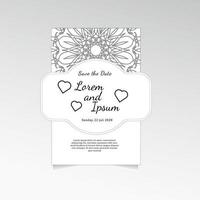 Save The Date invitation card design in henna tattoo style. Decorative mandala for print, poster, cover, brochure, flyer, banner vector