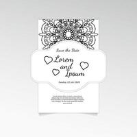 Save The Date invitation card design in henna tattoo style. Decorative mandala for print, poster, cover, brochure, flyer, banner. vector