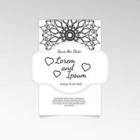 guardar el diseño de la tarjeta de invitación de fecha en estilo de tatuaje de henna. mandala decorativo para impresión, póster, portada, folleto, volante, pancarta. vector