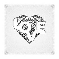 corazón dibujado a mano con mandala. decoración en ornamento étnico oriental doodle vector