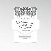 Save The Date invitation card design in henna tattoo style. Decorative mandala for print, poster, cover, brochure, flyer, banner. vector