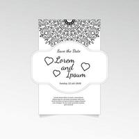 Save The Date invitation card design in henna tattoo style. Decorative mandala for print, poster, cover, brochure, flyer, banner vector