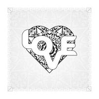 corazón dibujado a mano con mandala. decoración en ornamento étnico oriental doodle vector