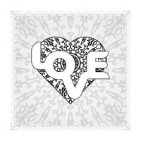 corazón dibujado a mano con mandala. decoración en ornamento étnico oriental doodle vector