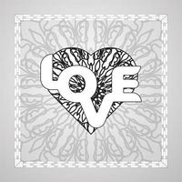 corazón dibujado a mano con mandala. decoración en ornamento étnico oriental doodle vector