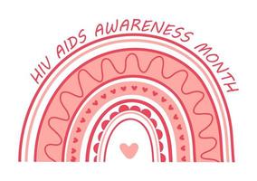 HIV and AIDS Awareness Month in December. Abstract bohemian, red rainbow vector