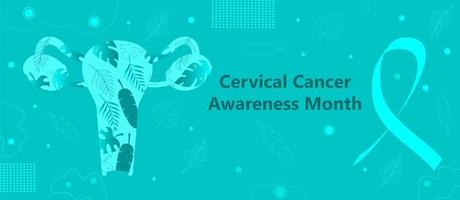 Cervical Cancer Awareness Month is celebrated in January in USA. Metaphor of cervical cancer is shown. Health care uterus concept vector on floral background