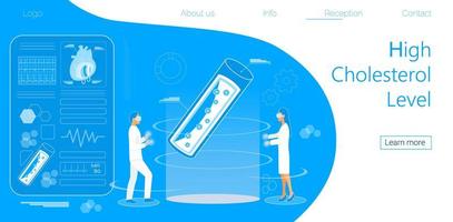 High cholesterol level and atherosclerosis health concept vector. . vector