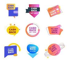 Cash back icons set vector. Color, fluid banners collection of coins back. vector