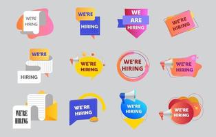 We are hiring tags and job recruitment character, set of colorful bubble is isolated on grey background