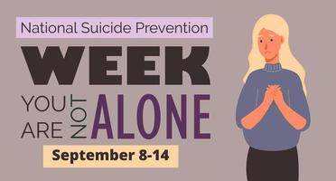 National Suicide Prevention Week in USA. Event is celebrated in September 8-14. vector