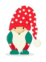 Garden gnome statue. Dwarf vector. Christmas, Santa's fairy helper illustration. Gnome with beard in cartoon style. vector