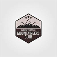 logotipo de salida de montaña. expedición y exploración de la montaña vector