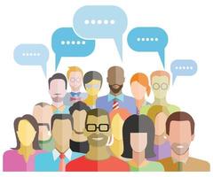 group of people and speech bubble vector