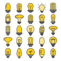electric light bulb icons set vector