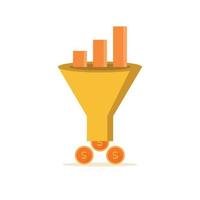funnel with graph and money vector illustration