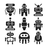 robot cartoon character icons vector
