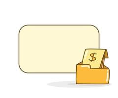 blank note with money in folder vector illustration