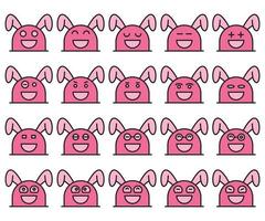 pink rabbit emoticons vector