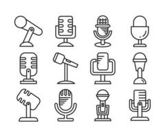 microphone on stand icons set vector