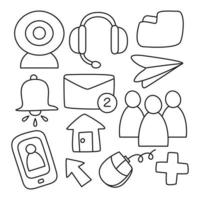 social media and web line icons vector