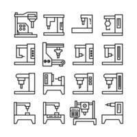 manufacturing robot machine icons set vector