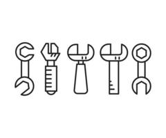 adjustable wrench tool icons vector