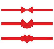 red bow tie and ribbons set vector