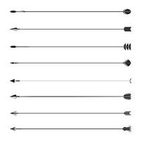 arrow and bow weapon line divider set vector