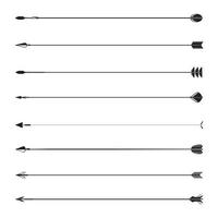 arrow and bow weapon line divider set vector