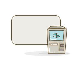 Nota en blanco con la ilustración de vector de máquina de dinero de cajero automático