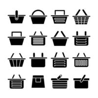 shopping basket icons set vector