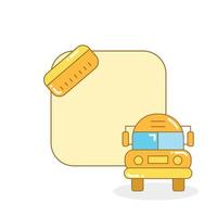 note board with school bus and ruler icon vector